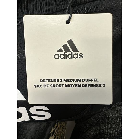 ADIDAS DEFENSE MEDIUM 25" Duffel Gym Bag BLACK WHITE WATER RESIST NWT $55 - Picture 3 of 5